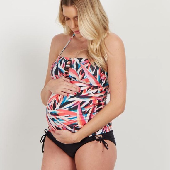 Multi-Color Abstract Maternity Tankini Top - Picture 5 of 10